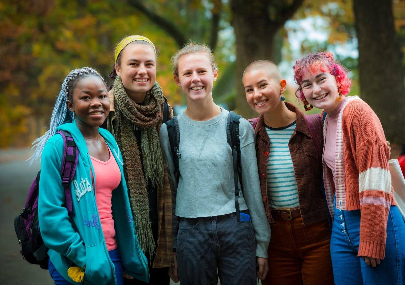 Group of students looking happy